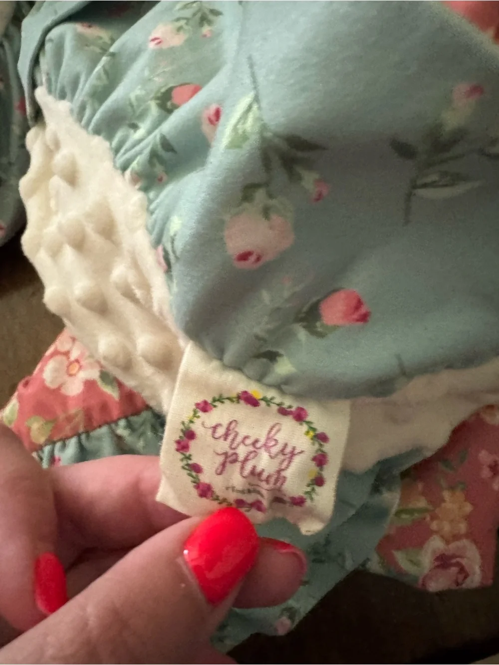 Kids Floral Blue blanket with Pink Accents